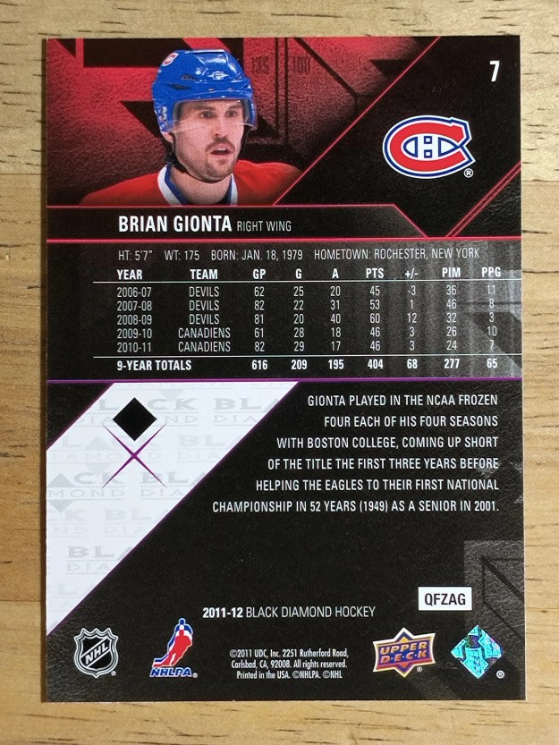 2011-12 Black Diamond #7 Brian Gionta