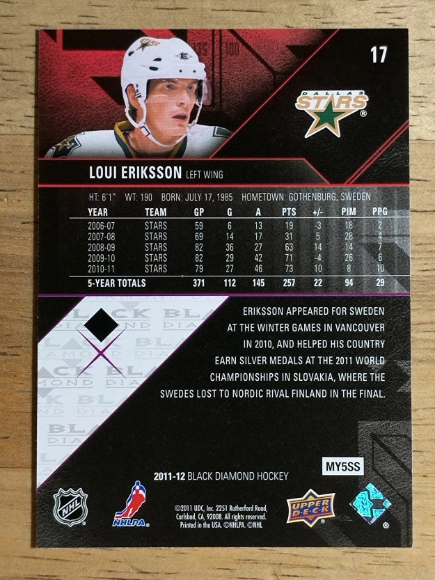 2011-12 Black Diamond #17 Loui Eriksson