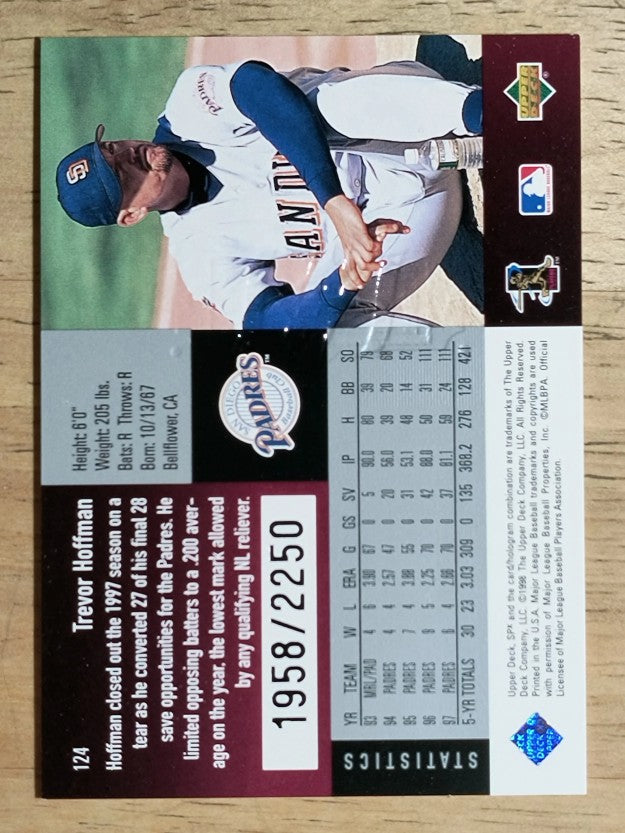 1998 SPx Finite Spectrum #124 Trevor Hoffman