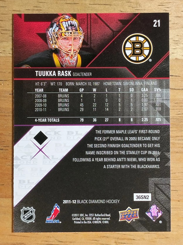 2011-12 Black Diamond #21 Tuukka Rask