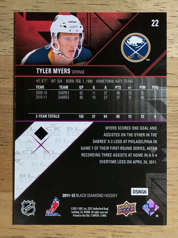 2011-12 Black Diamond #22 Tyler Myers