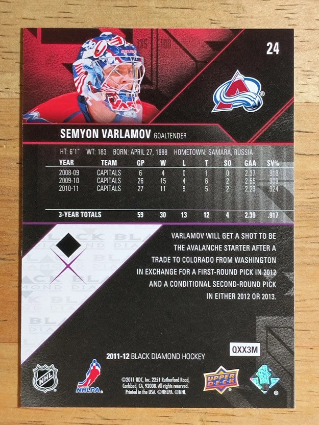 2011-12 Black Diamond #24 Semyon Varlamov