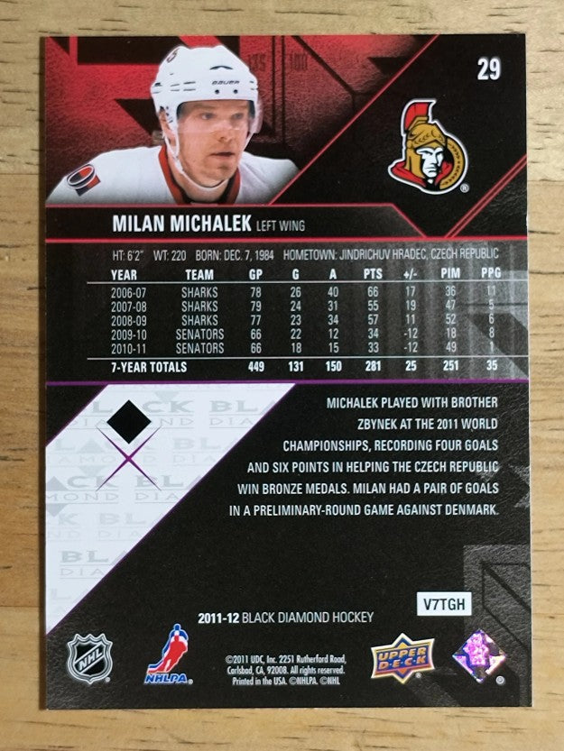 2011-12 Black Diamond #29 Milan Michalek
