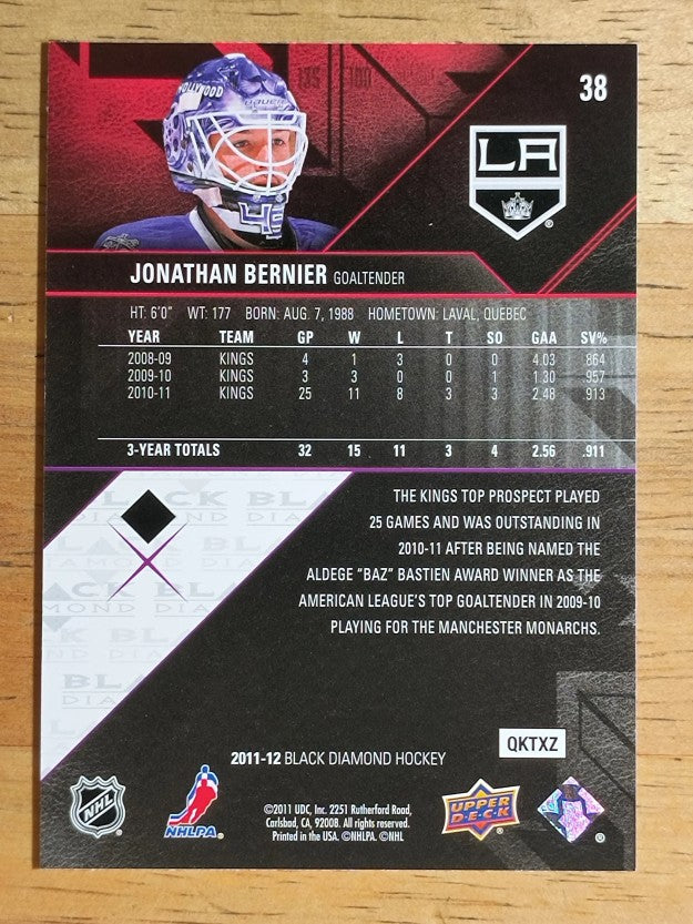 2011-12 Black Diamond #38 Jonathan Bernier