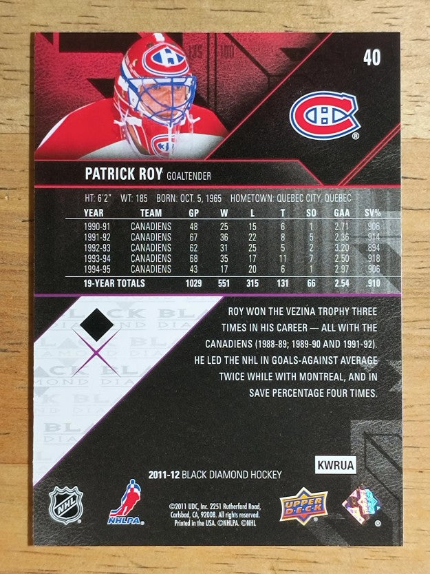 2011-12 Black Diamond #40 Patrick Roy