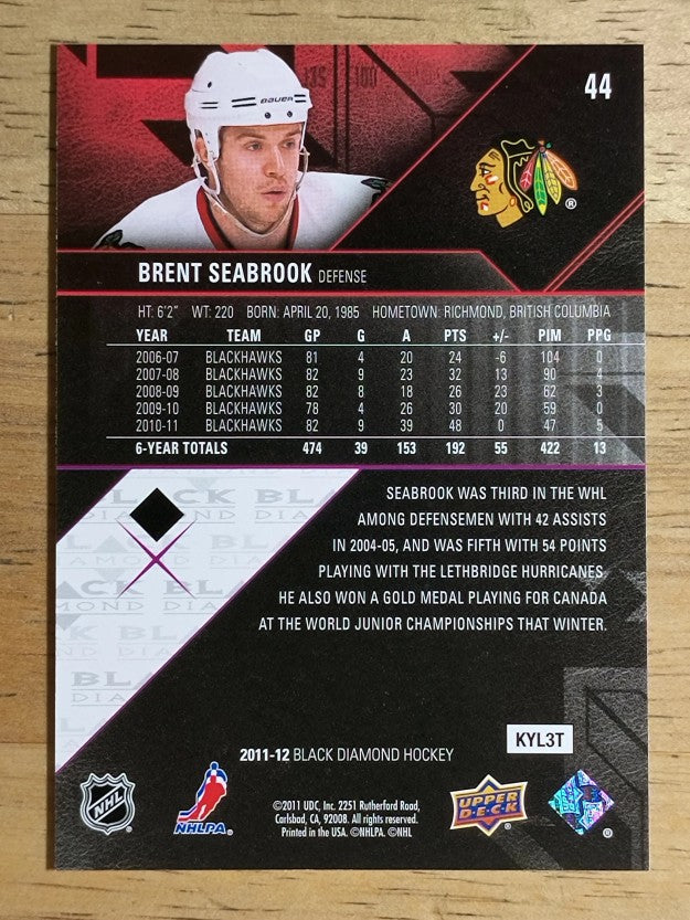 2011-12 Black Diamond #44 Brent Seabrook