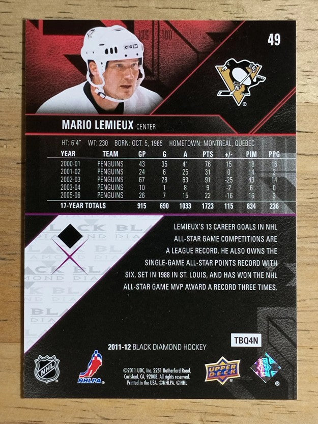 2011-12 Black Diamond #49 Mario Lemieux