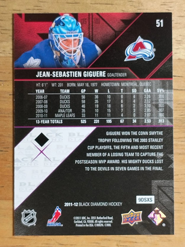 2011-12 Black Diamond #51 Jean-Sebastien Giguere