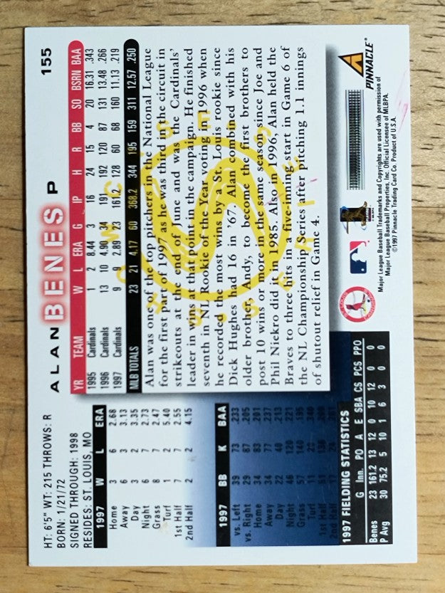1998 Score Showcase Series #155 Alan Benes