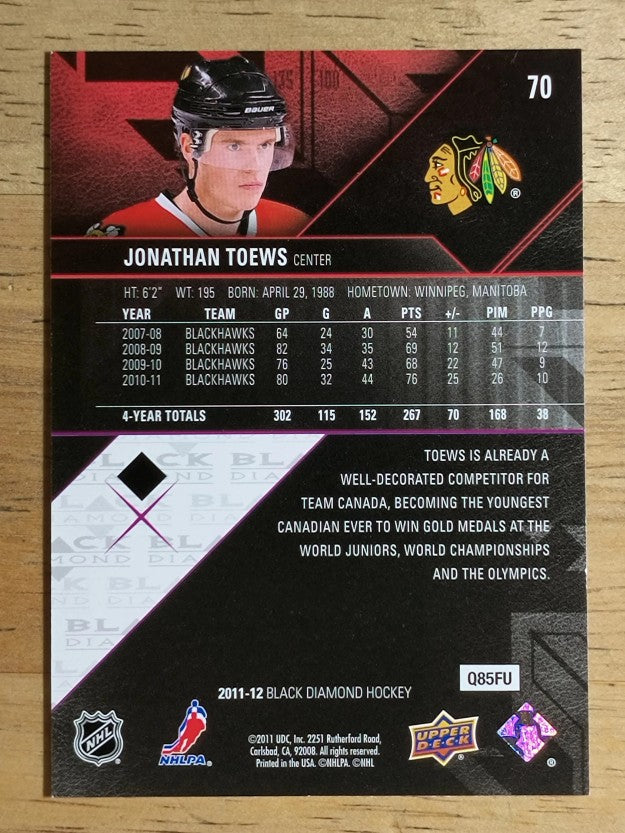 2011-12 Black Diamond #70 Jonathan Toews