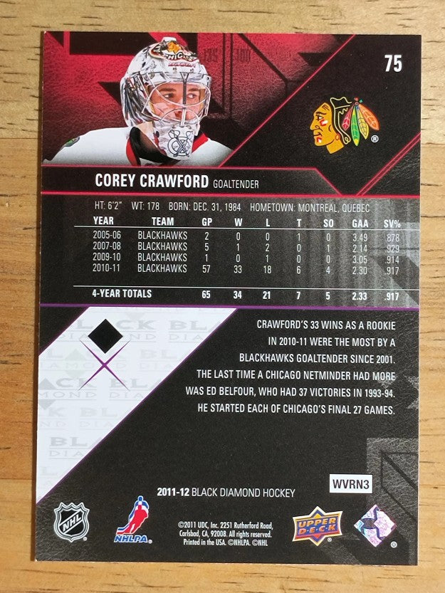 2011-12 Black Diamond #75 Corey Crawford