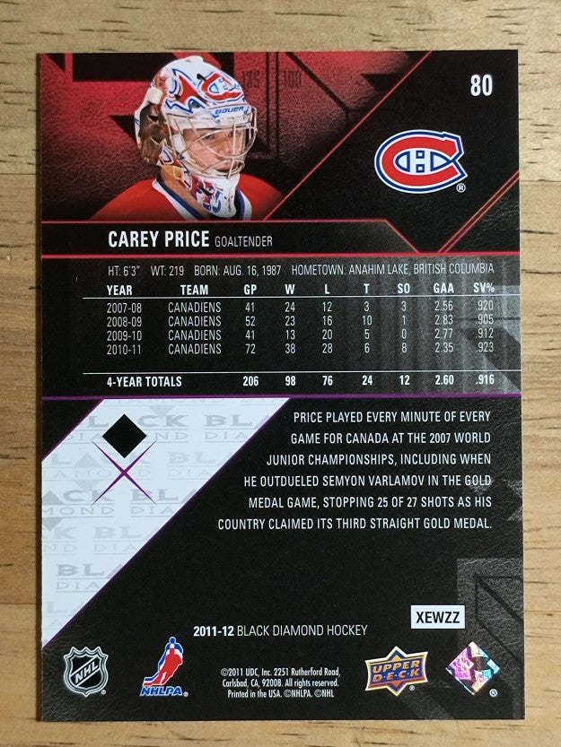 2011-12 Black Diamond #80 Carey Price