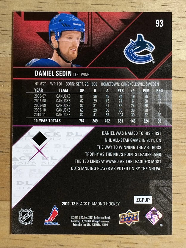2011-12 Black Diamond #93 Daniel Sedin