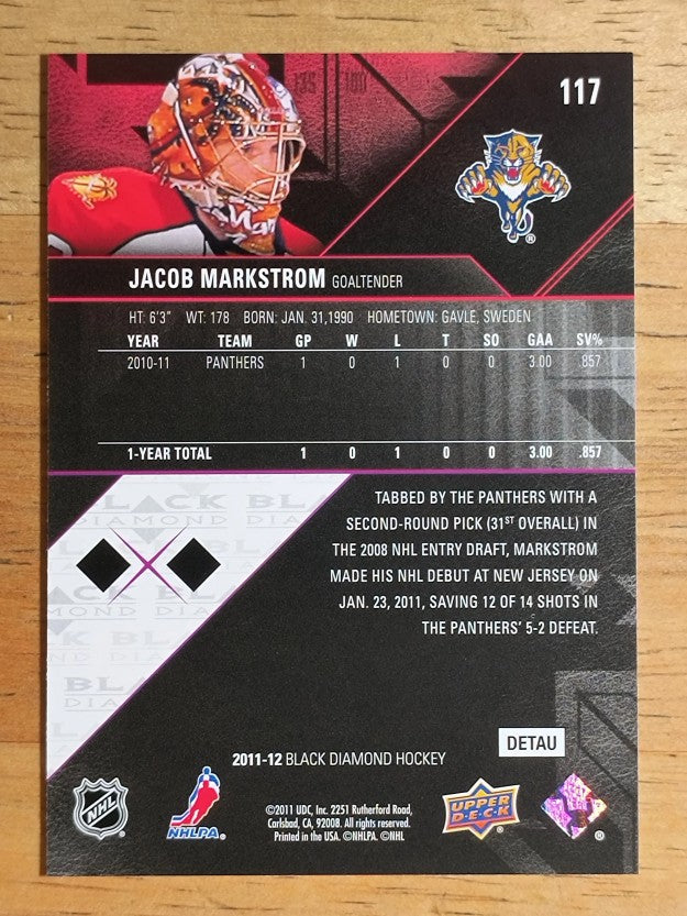 2011-12 Black Diamond #117 Jacob Markstrom