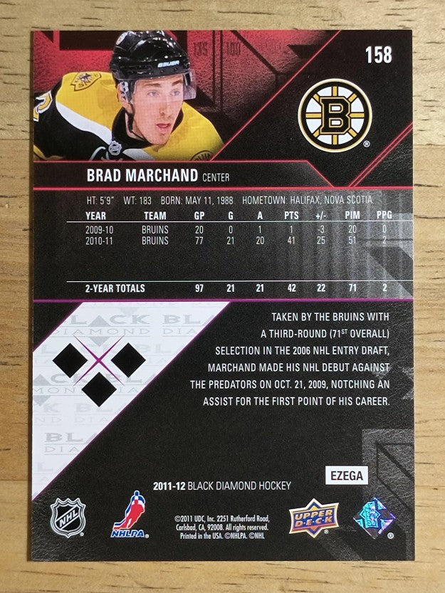 2011-12 Black Diamond #158 Brad Marchand