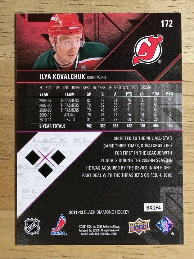 2011-12 Black Diamond #172 Ilya Kovalchuk