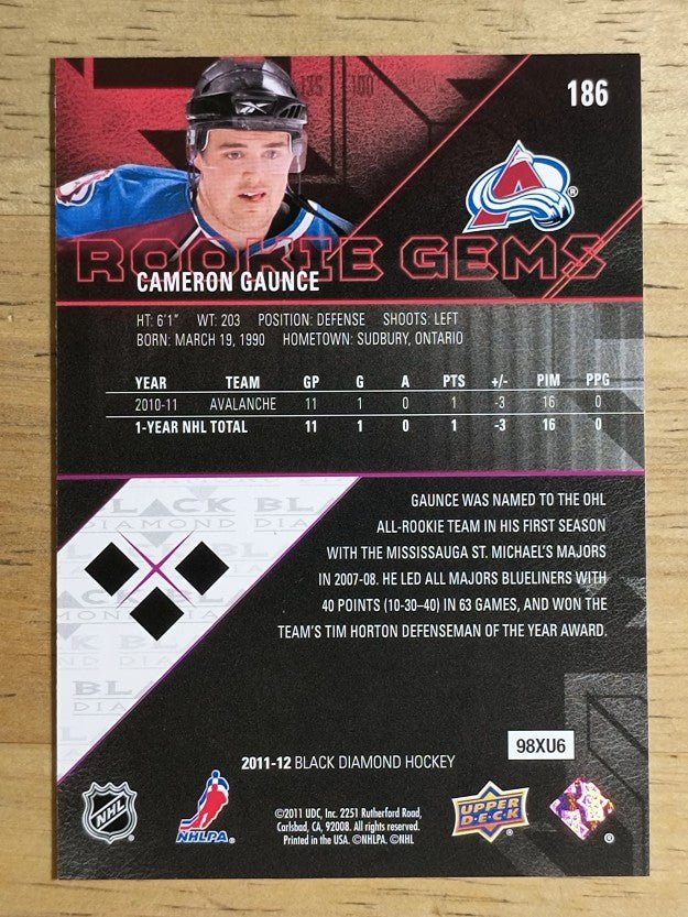 2011-12 Black Diamond #186 Cameron Gaunce RC