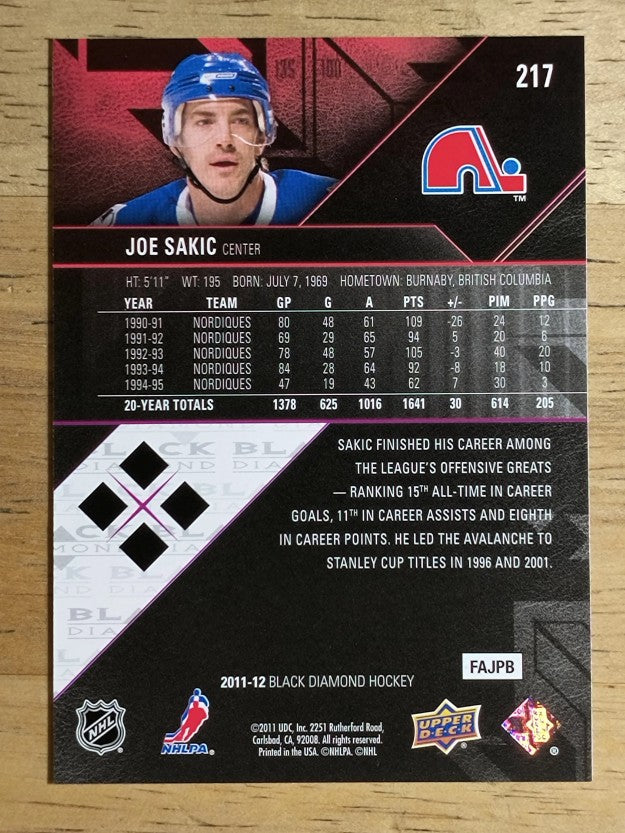 2011-12 Black Diamond #217 Joe Sakic AS