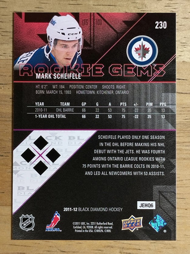 2011-12 Black Diamond #230 Mark Scheifele RC