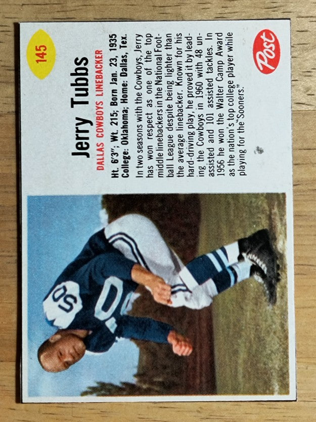 1962 Post Cereal #145 Jerry Tubbs SP (NM)