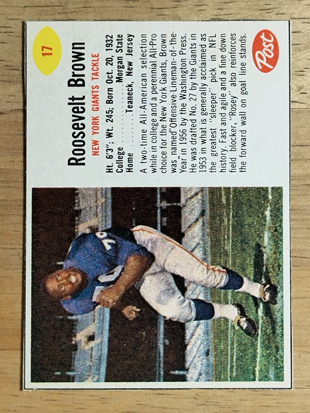 1962 Post Cereal #17 Roosevelt Brown (NM)