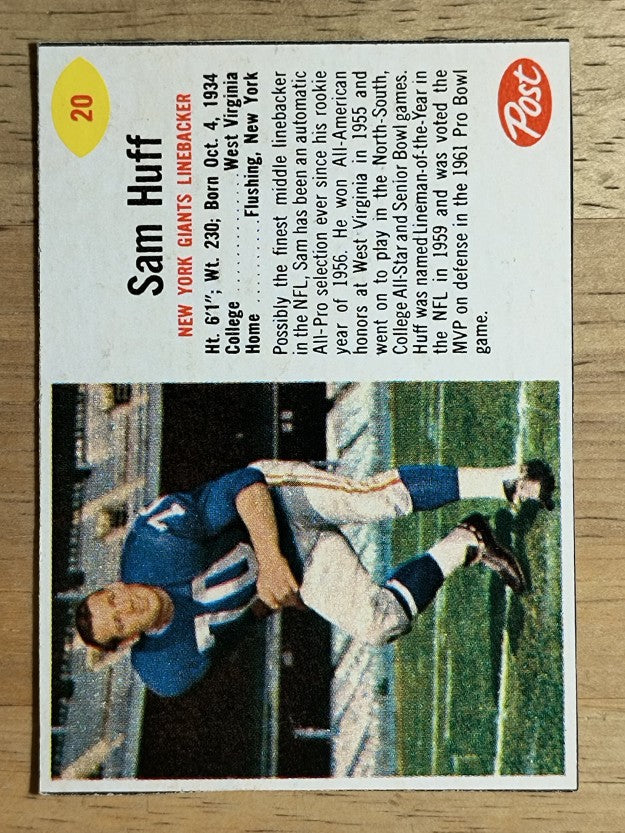 1962 Post Cereal #20 Sam Huff (EXMT)