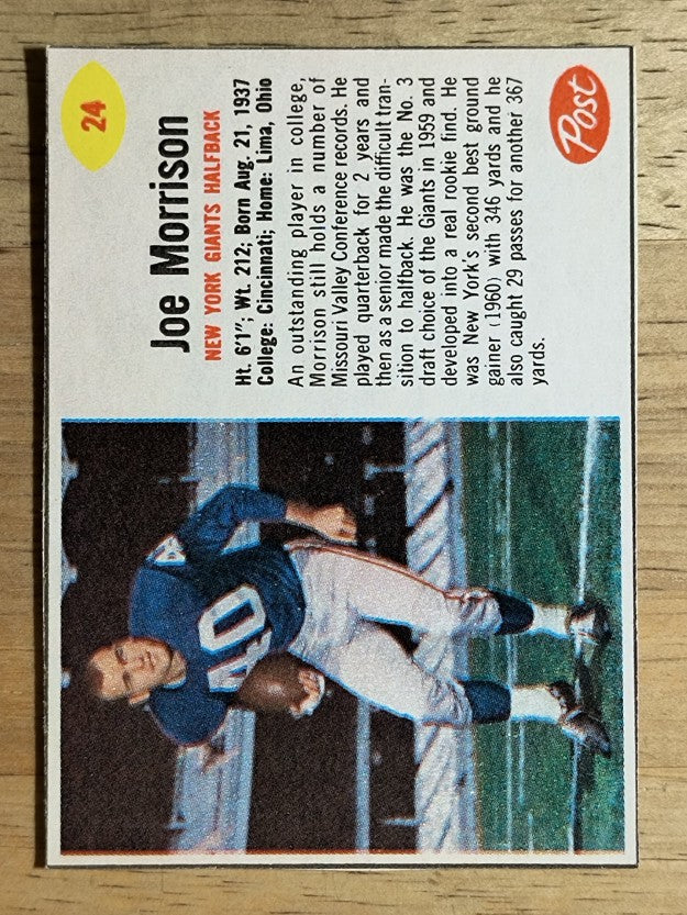 1962 Post Cereal #24 Joe Morrison SP (NMMT)