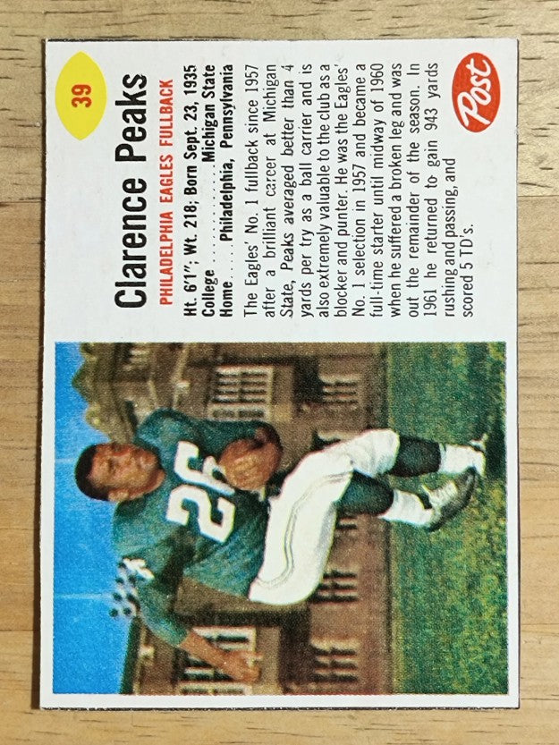 1962 Post Cereal #39 Clarence Peaks (NM)