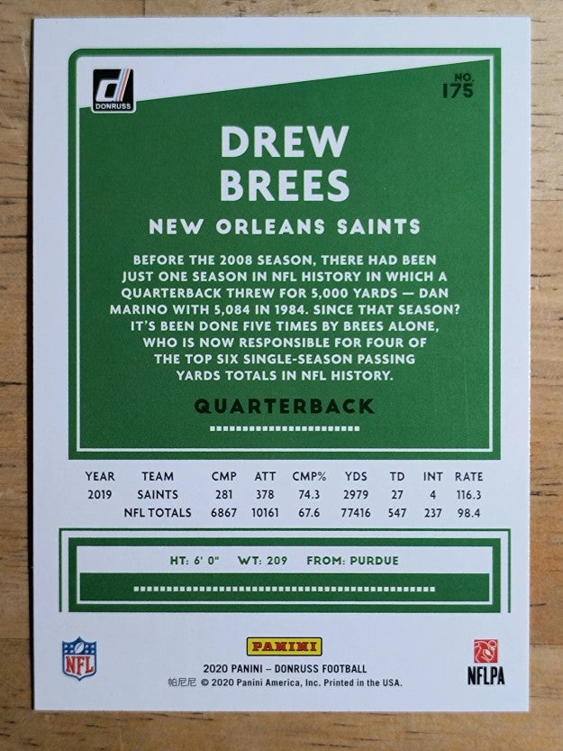2020 Donruss #175A Drew Brees