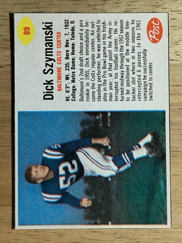 1962 Post Cereal #89 Dick Szymanski (NMMT)