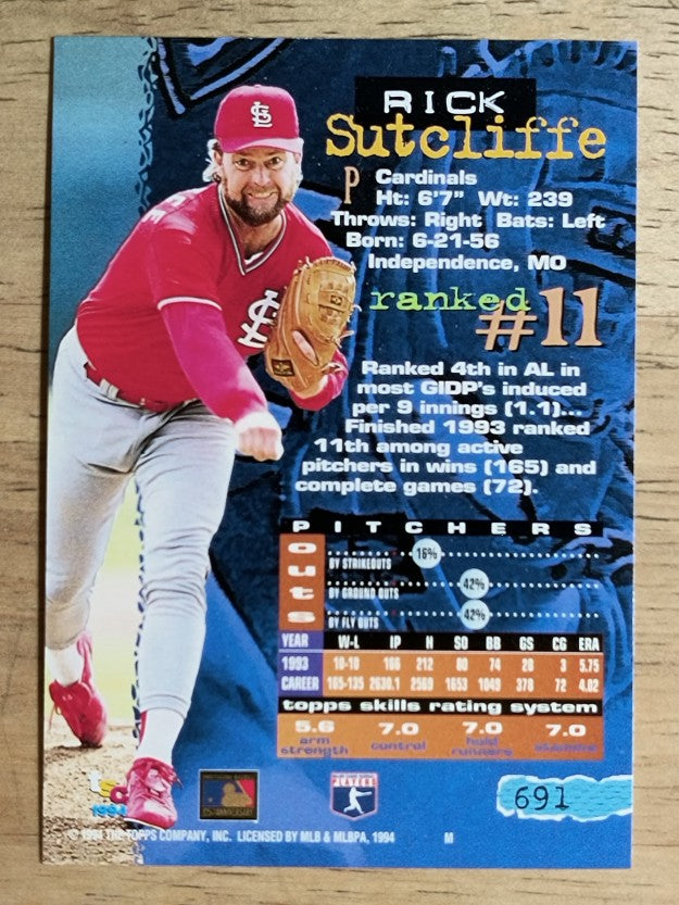 1994 Stadium Club Golden Rainbow #691 Rick Sutcliffe