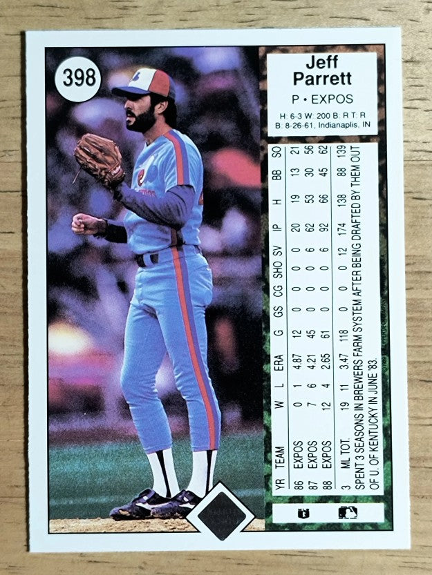 1989 Upper Deck #398 Jeff Parrett