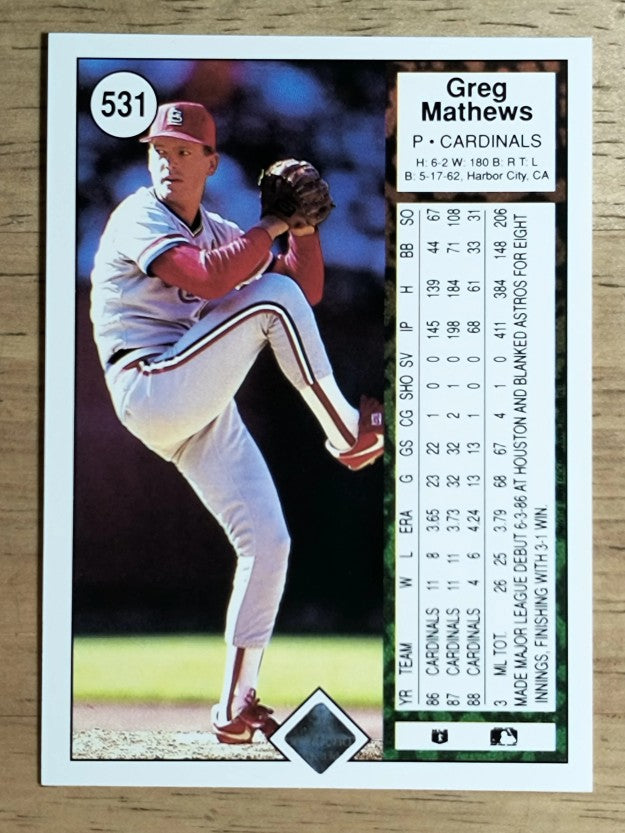1989 Upper Deck #531 Greg Mathews