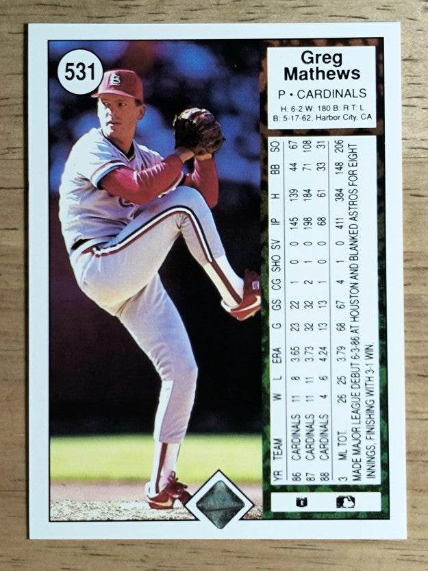1989 Upper Deck #531 Greg Mathews