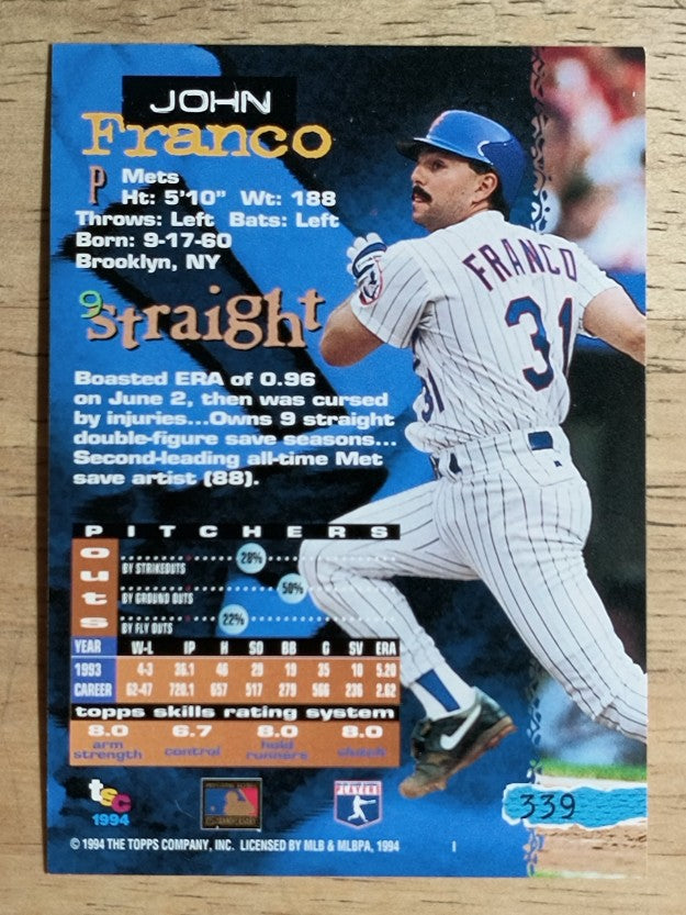 1994 Stadium Club Golden Rainbow #339 John Franco