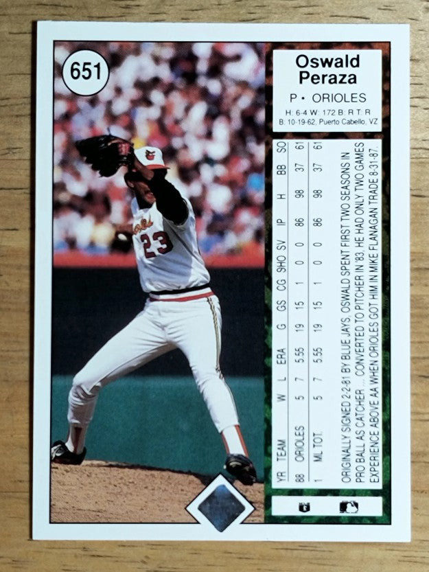1989 Upper Deck #651 Oswald Peraza RC