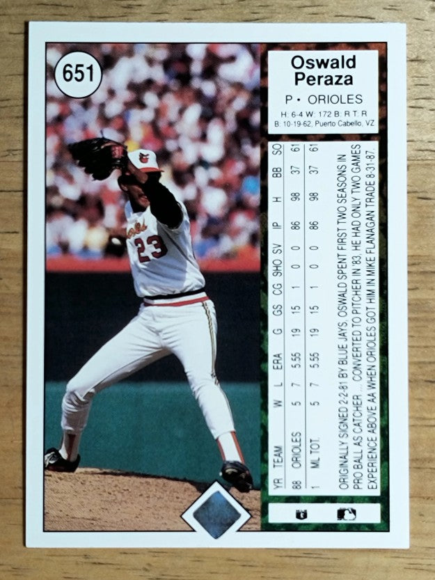 1989 Upper Deck #651 Oswald Peraza RC