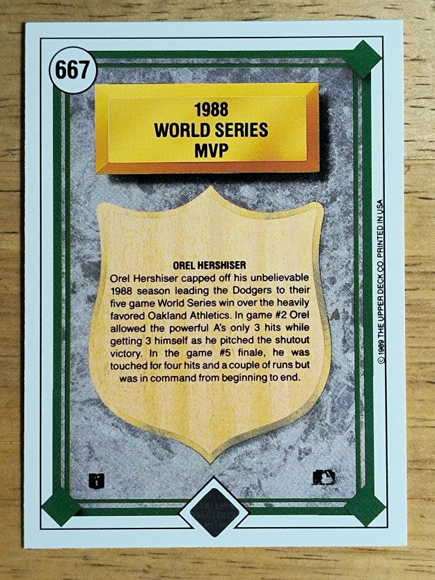 1989 Upper Deck #667 Orel Hershiser WS MVP