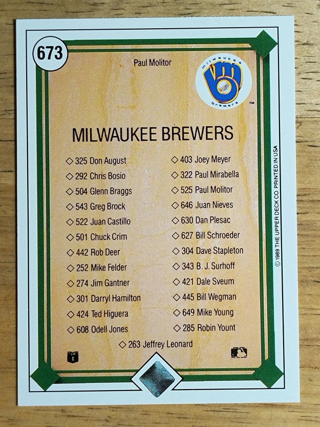 1989 Upper Deck #673 Paul Molitor TC