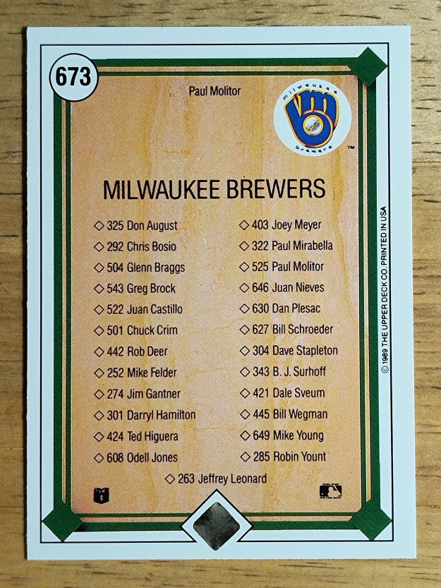 1989 Upper Deck #673 Paul Molitor TC