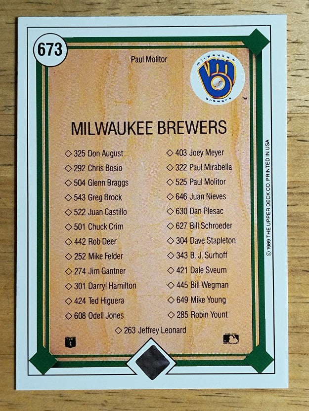 1989 Upper Deck #673 Paul Molitor TC