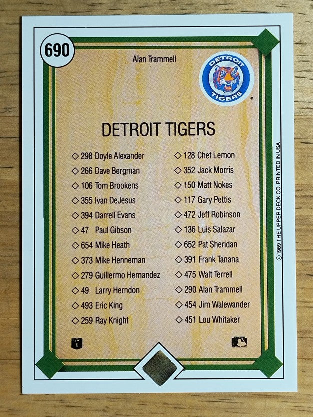 1989 Upper Deck #690 Alan Trammell TC