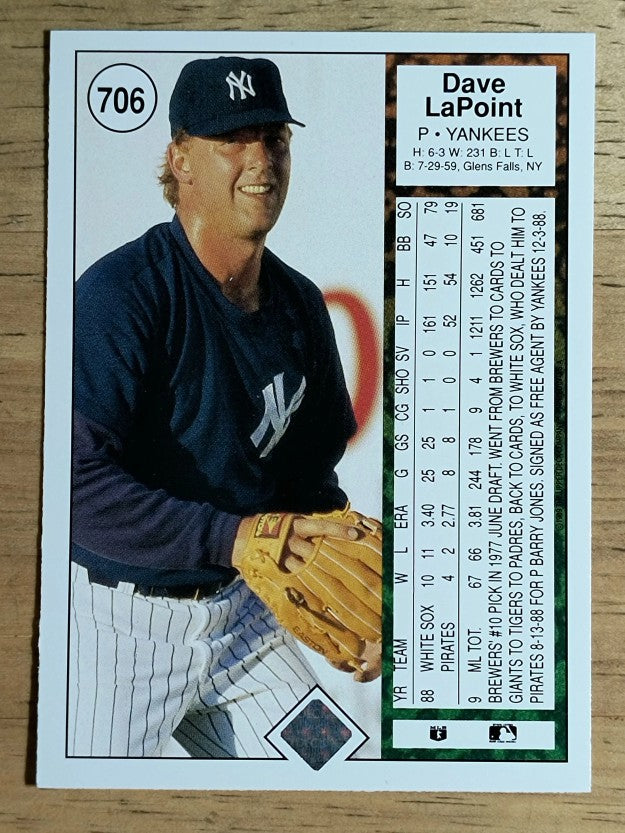 1989 Upper Deck #706 Dave LaPoint