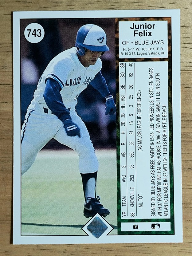 1989 Upper Deck #743 Junior Felix RC