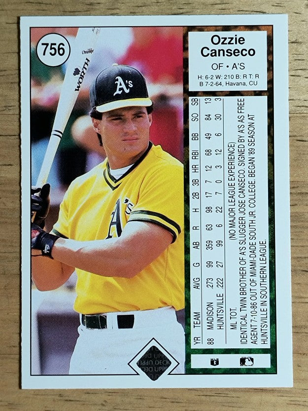 1989 Upper Deck #756 Ozzie Canseco