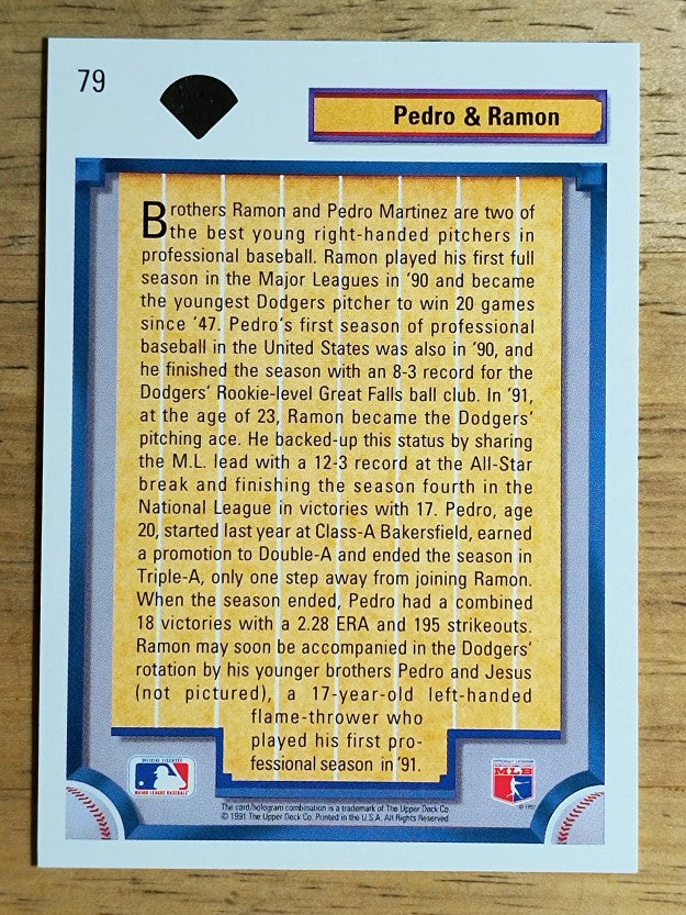 1992 Upper Deck #79 Pedro Martinez/Ramon Martinez
