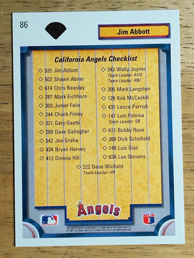 1992 Upper Deck #86 Jim Abbott TC/California Angels