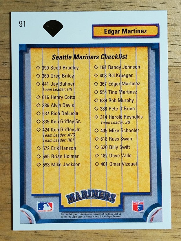 1992 Upper Deck #91 Edgar Martinez TC