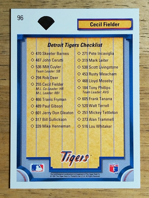 1992 Upper Deck #96 Cecil Fielder TC