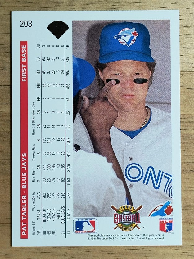1992 Upper Deck #203 Pat Tabler